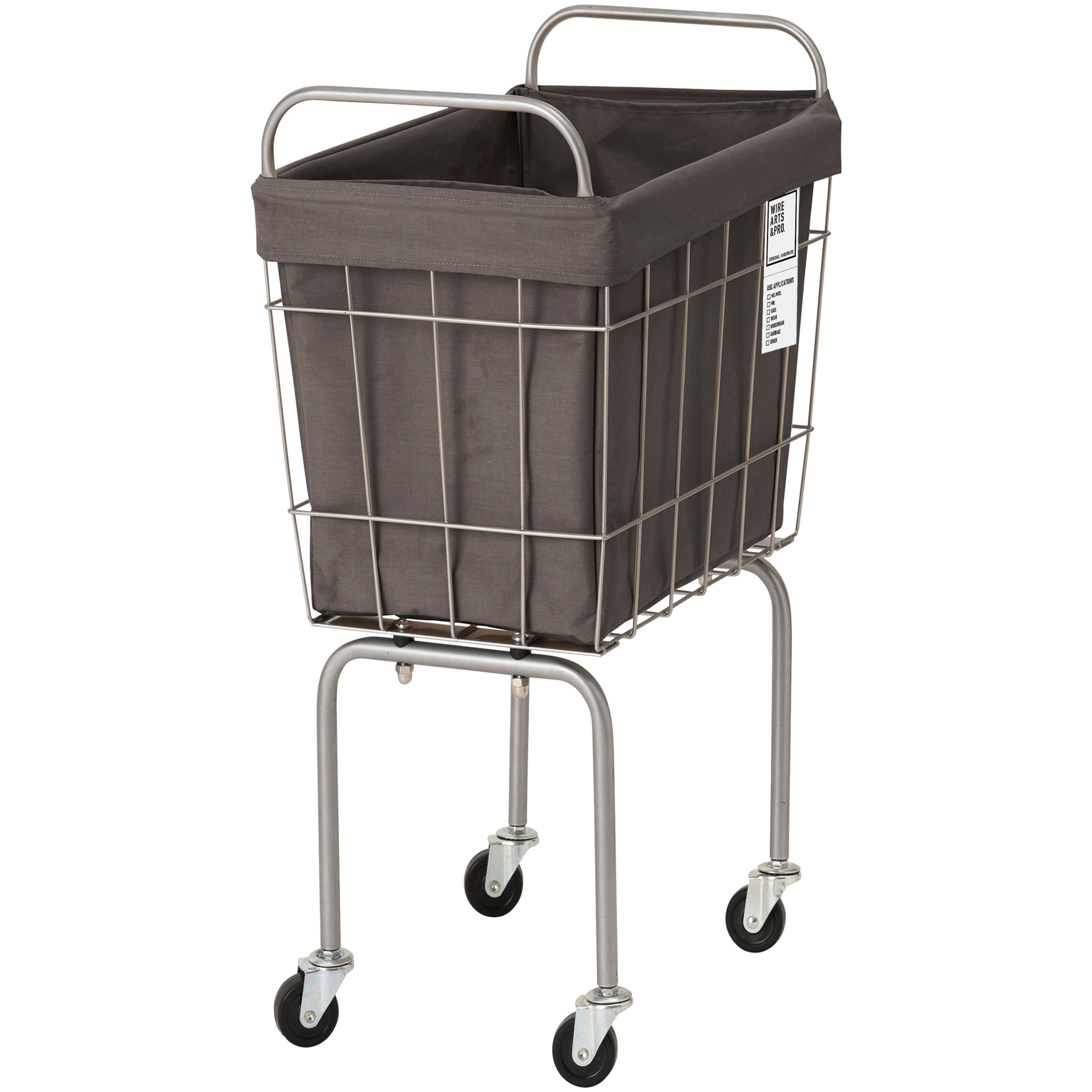 003333 WIRE ARTS & PRO.LAUNDRY SQUARE BASKET with CASTER LEG 38L