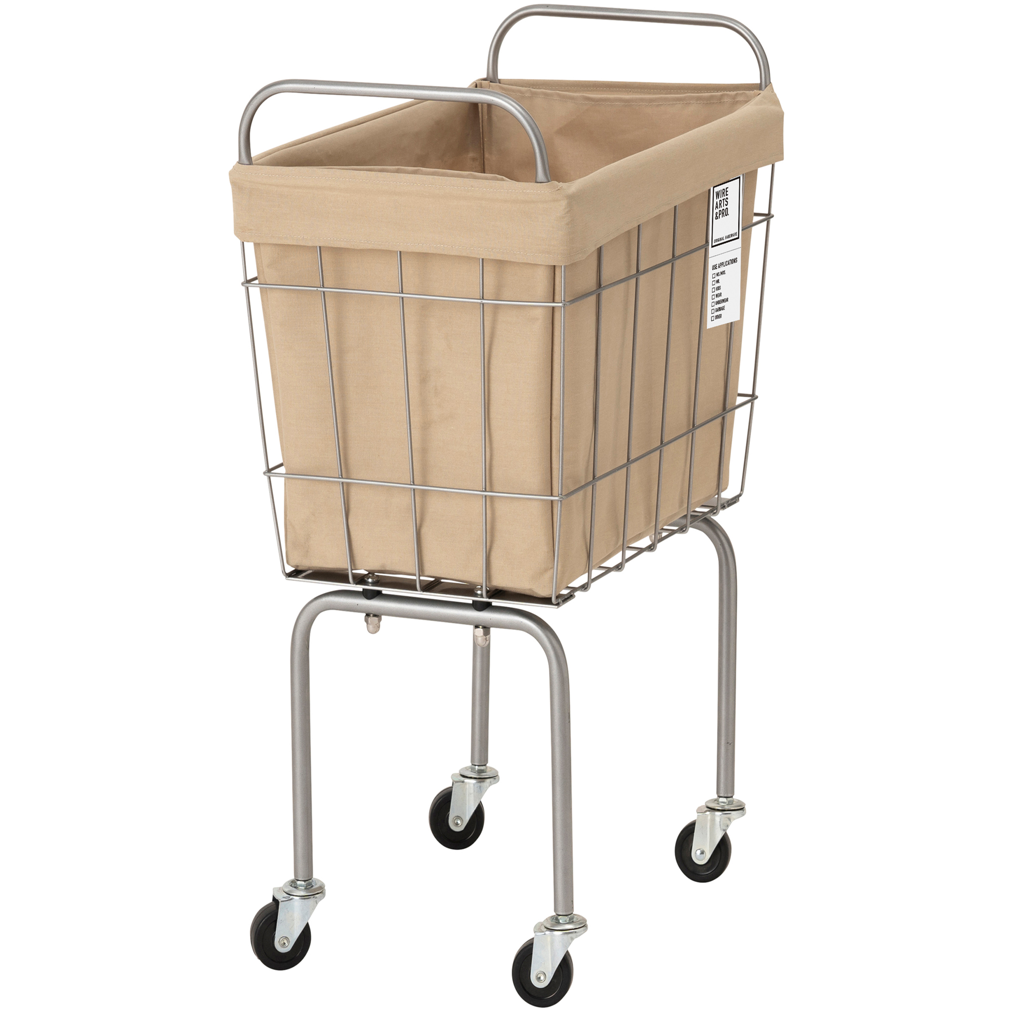 003333 WIRE ARTS & PRO.LAUNDRY SQUARE BASKET with CASTER LEG 38L