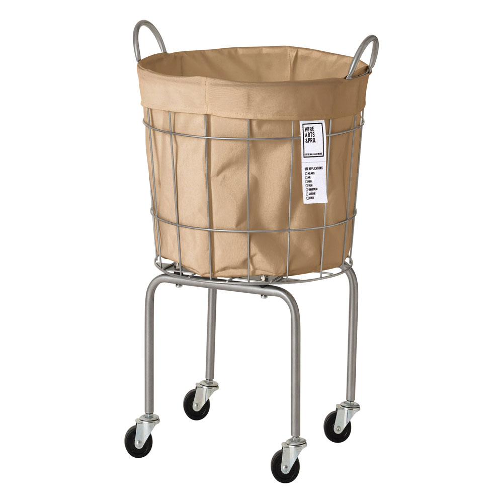 003334 WIRE ARTS & PRO.LAUNDRY ROUND BASKET with CASTER LEG